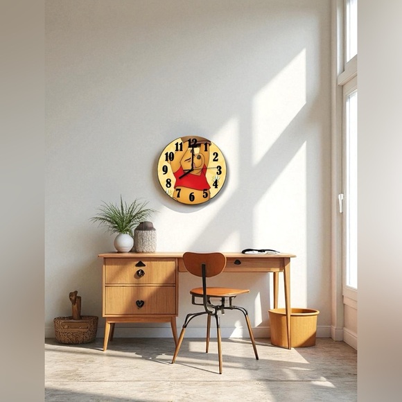 Winnie the Pooh Wall Clock Analog Quartz Round 10” Red Yellow - Picture 9 of 16